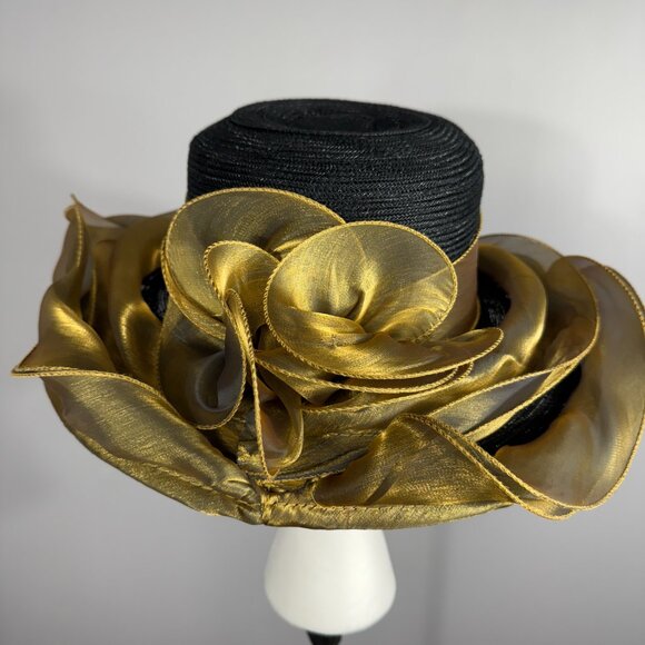 Black Hat with Gold Ribbon. - Picture 3 of 4